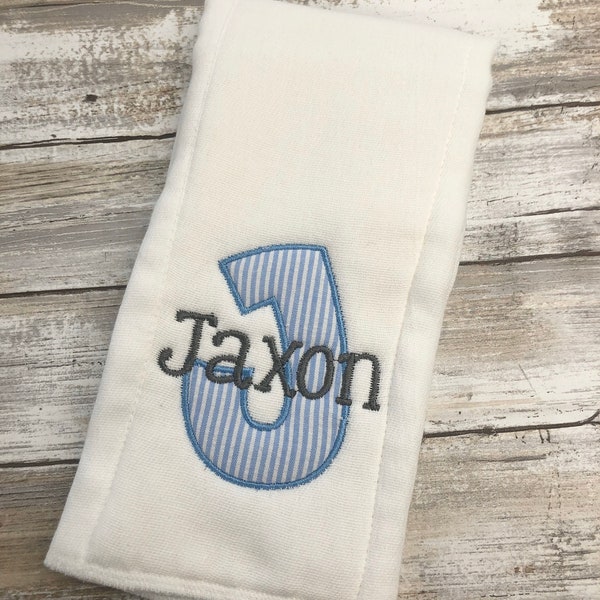 Baby boy Monogrammed burp cloth cloth diaper seersucker burp cloth