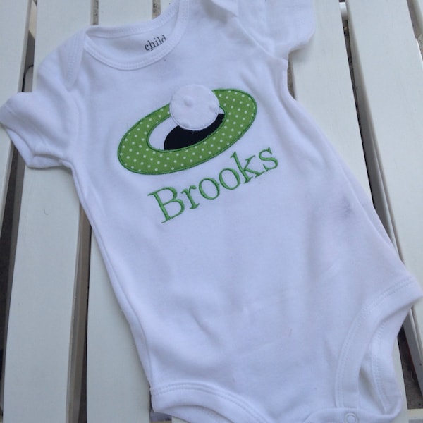 Personalized golf hole in one appliqués bodysuit