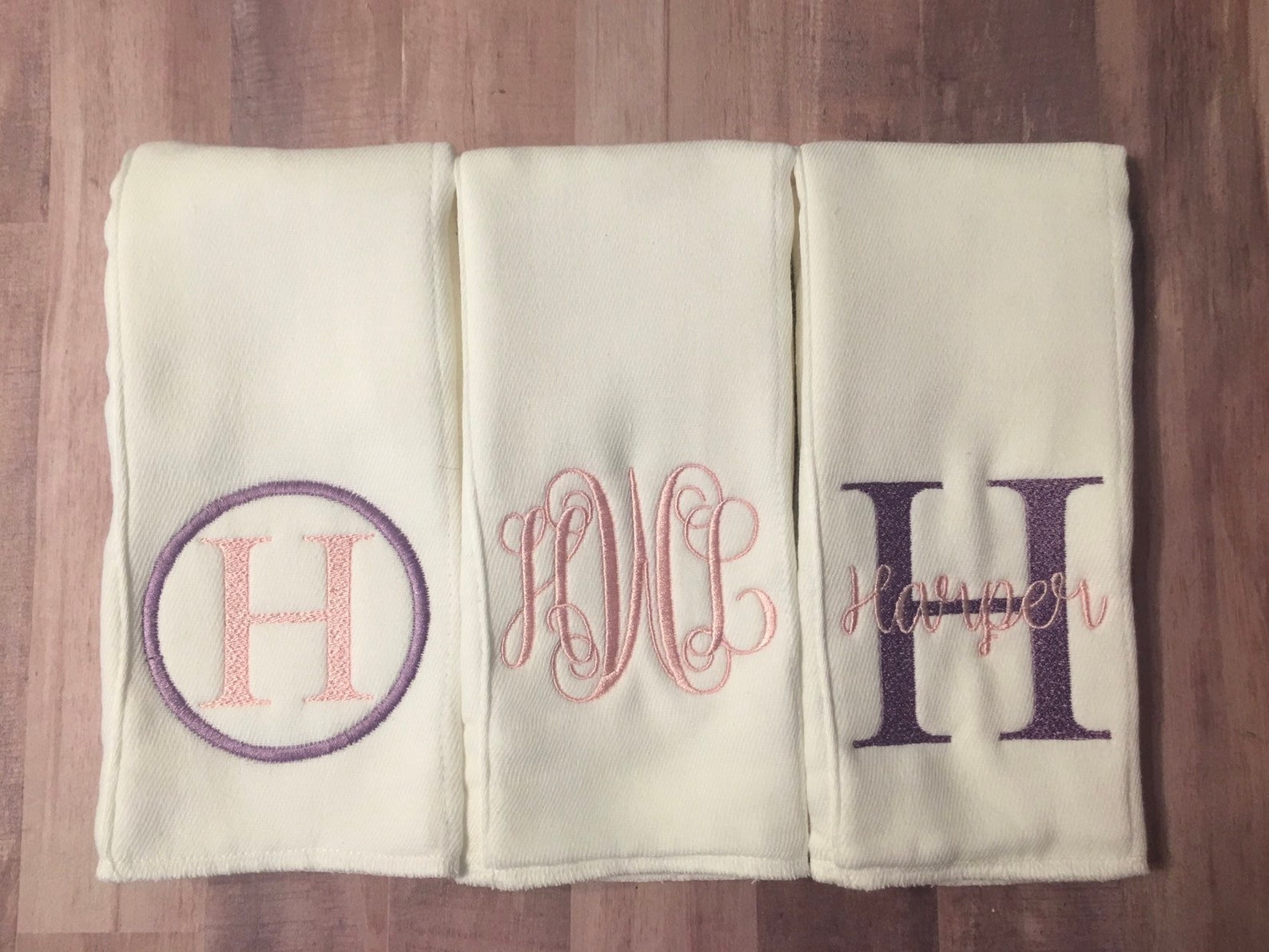 Monogrammed Burp Cloth Set Set of 3 Monogrammed Burp Cloths Etsy