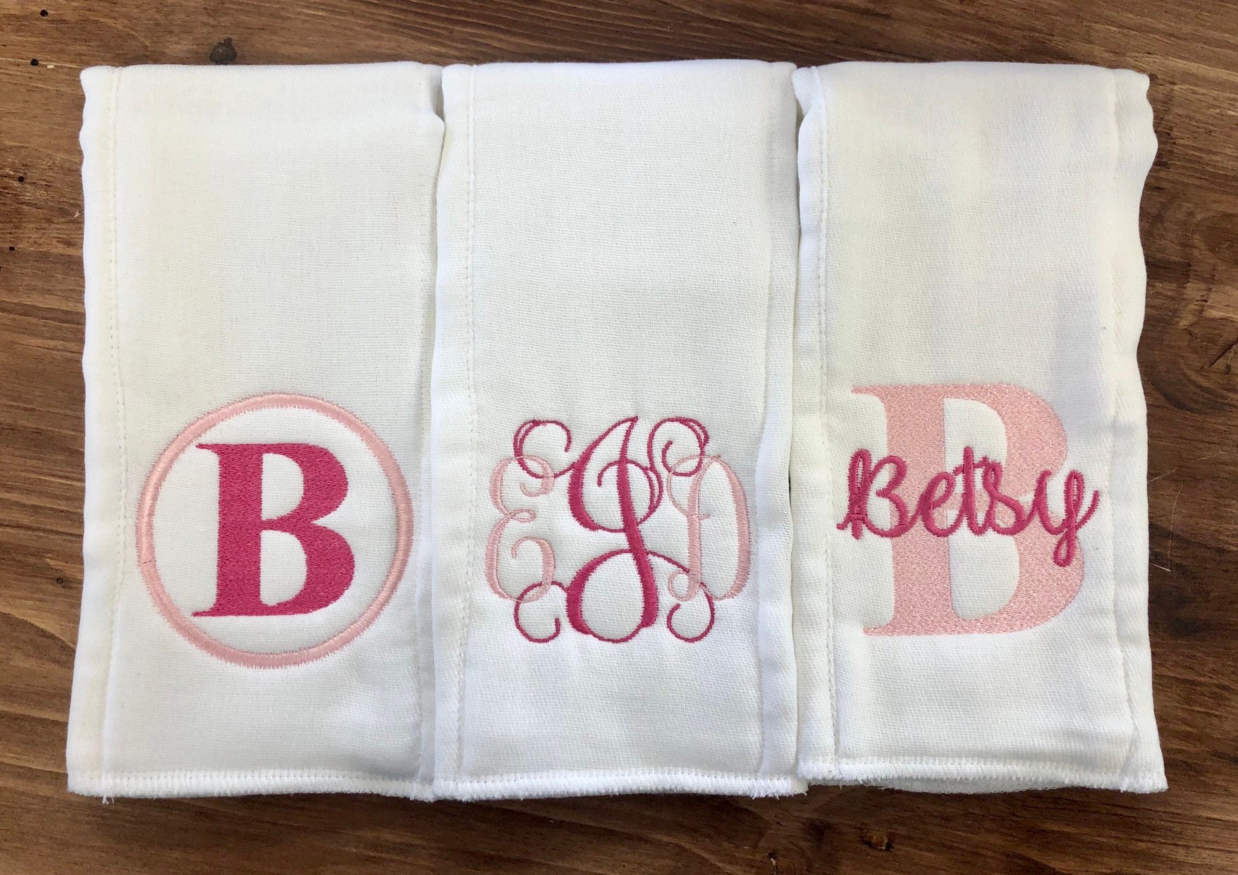 Monogrammed burp cloth set Set of 3 Monogrammed burp cloths Etsy