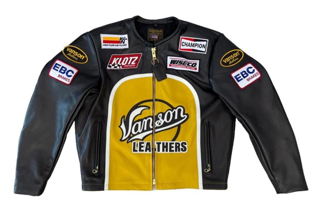 Vanson Leather Mustard Moto Jacket Vintage Vanson AZ2 RARE Yellow