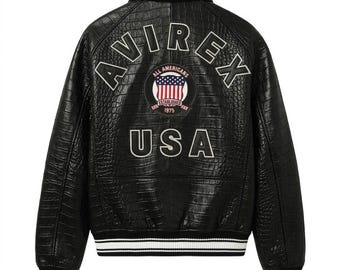 Avirex Croc Lederjacke - Echtes Cowsoft Leder USA Bombermantel