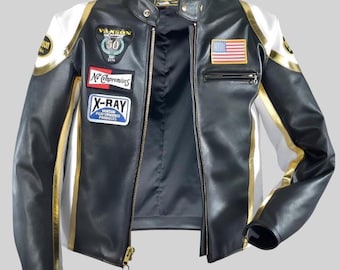 Vanson Leathers 50th Edition motorcycle jacket, Genuine Cowhide CE Approved Armor Biker Riding Gear