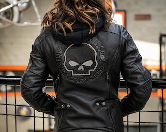 Harley-Davidson Auroral II 3-in-1 motorjas van echt leer voor dames | Motorjas met afneembare capuchon