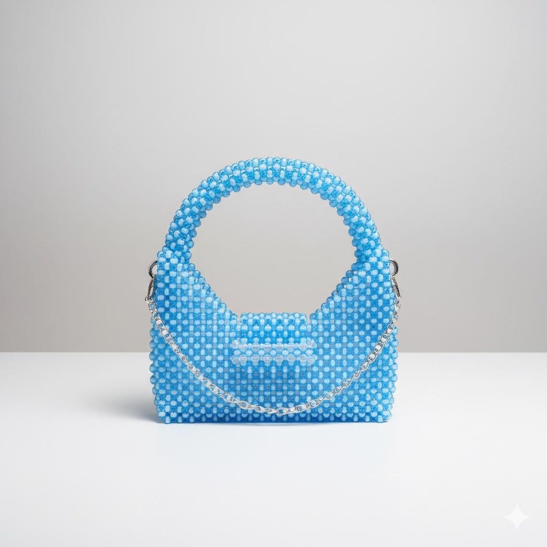 Handmade Blue Beaded Handbag – VANA Handcrafted Beaded Bag | Elegant ...