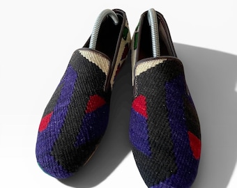 Handgefertigte Herren Kilim Loafers I Kilim Sandalen & Hausschuhe I Herren Kilim Schuhe EU 41 / UK 7