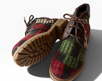 Handmade Unisex Kilim Boots | Kilim Hiking Boots | One of a Kind Boots | EU 37