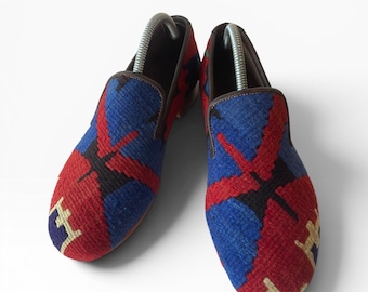 Handgefertigte Herren Kilim Loafers I Kilim Sandalen & Hausschuhe I Herren Kilim Schuhe EU 41 / UK 7