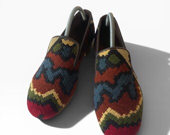 Handgefertigte Herren Kilim Loafers I Kilim Sandalen & Hausschuhe I Herren Kilim Schuhe EU 41 / UK 7
