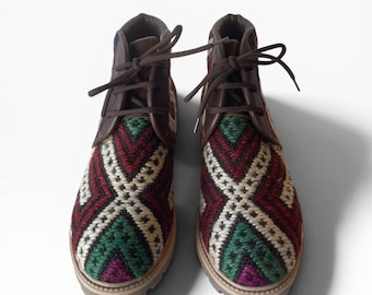 Handmade Unisex Kilim Boots | Kilim Hiking Boots | One of a Kind Boots | EU 40