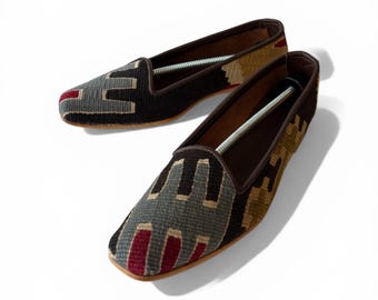 Women's Kilim Slippers I Handmade Women's Shoes I Women's Loafers EU 38 / UK 5