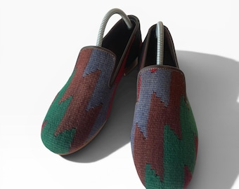 Handgefertigte Herren Kilim Loafers I Kilim Sandalen & Hausschuhe I Herren Kilim Schuhe EU 41 / UK 7