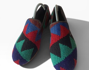 Handgefertigte Herren Kilim Loafers I Kilim Sandalen & Hausschuhe I Herren Kilim Schuhe EU 41 / UK 7