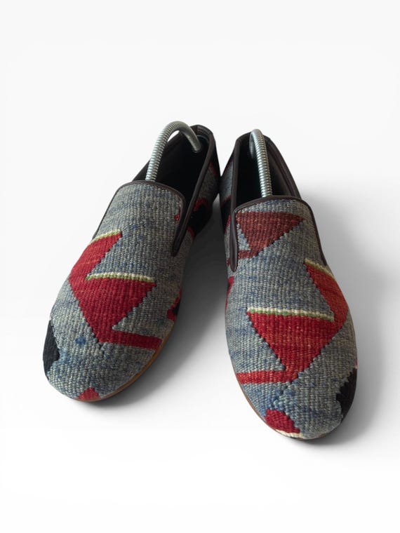 Handmade Men's Kilim Loafers , Kilim Sandals & Slippers I Men's Kilim Shoes EU 42 / UK 8