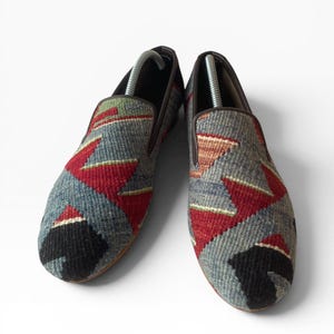 Mocassins Kilim masculinos feitos à mão, sandálias e chinelos Kilim | Sapatos Kilim masculinos tamanho EU 43 / UK 9