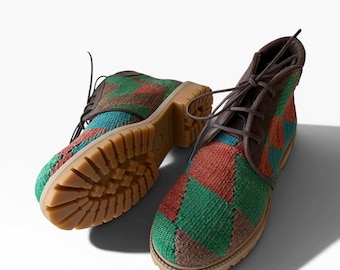 Handmade Unisex Kilim Boots | Kilim Hiking Boots | One of a Kind Boots | EU 39