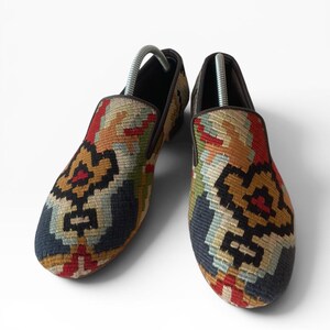 Mocassins Kilim masculinos feitos à mão, sandálias e chinelos Kilim | Sapatos Kilim masculinos tamanho EU 42 / UK 8