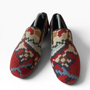 Mocassins Kilim masculinos feitos à mão, sandálias e chinelos Kilim | Sapatos Kilim masculinos tamanho EU 43 / UK 9