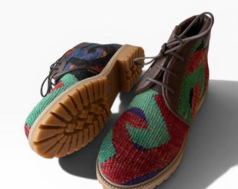 Handmade Unisex Kilim Boots | Kilim Hiking Boots | One of a Kind Boots | EU 39