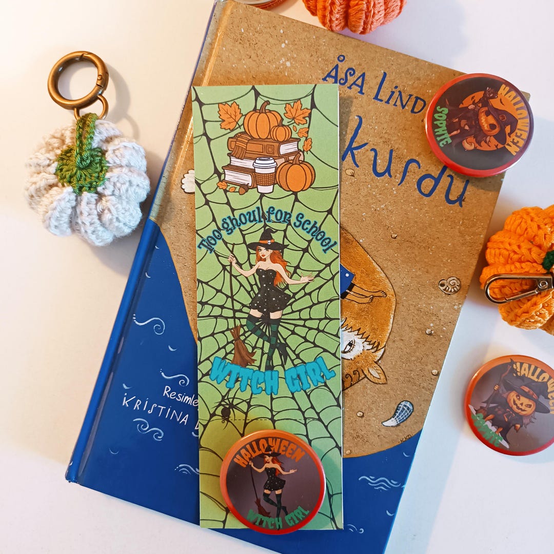 Custom Witchy Bookmark & Backpack Pin Set – Spooky Bookish Gift - Etsy