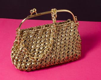 Bolso de mano de rafia, bolso de mano color champán, bolso de mano para invitada de boda con cierre de beso