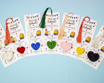 Segnalibro all'uncinetto per il primo giorno di scuola, regali per gli alunni, kit per il ritorno a scuola
