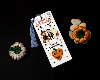 Segnalibro di Halloween all'uncinetto - Un ricordo spettrale, un biglietto di auguri per Halloween, un pensierino per le feste.