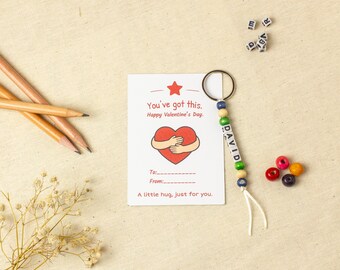Portachiavi Pocket Hug e ciondolo per borsa con perline – San Valentino per insegnanti, regalo per la classe, nome personalizzato