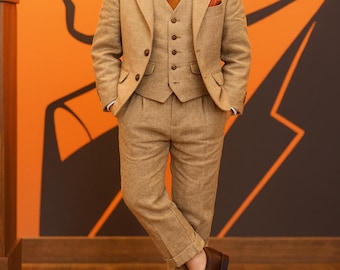Boys Linen Suit | Custom Beige Wedding Outfit