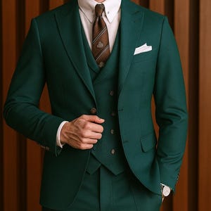 Custom Emerald Green Suit: Men's Slim Fit Three Piece