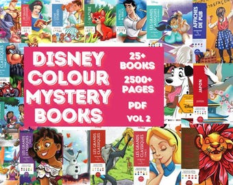 25 Disney Mystery Coloring Book Bundle Volume 2 – Printable Color By Number PDF | Kids & Adults Digital Coloring Pages | Instant Download