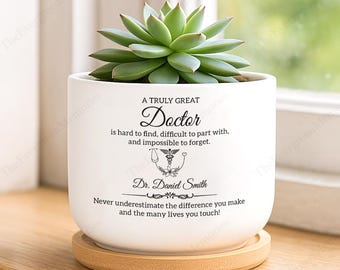 Personalized Doctor Planter Gift, Thank You Gift for Doctor Nurse, Retirement Graduation Appreciation Flower Pot, Healthcare Worker Gift