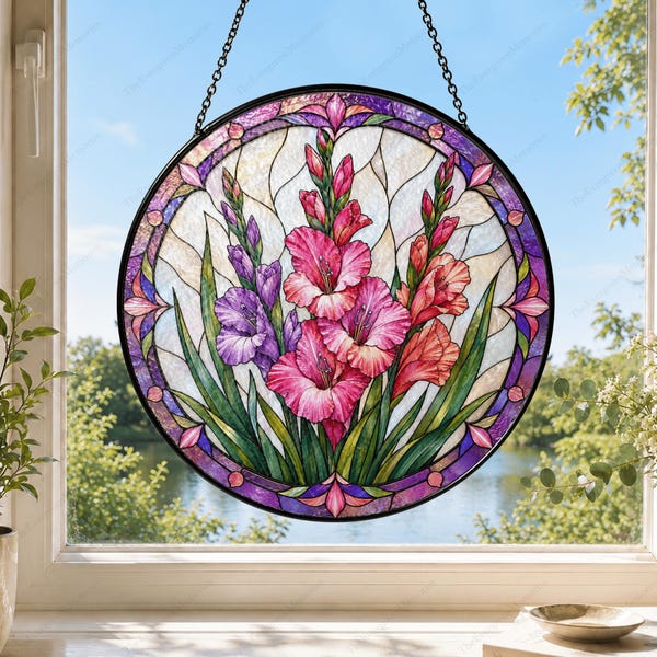 Gladiolus Suncatcher, August Birth Flower Window Hanging, August Birth Flower Suncatcher, Gladiolus Lover Gifts, August Birthday Gifts