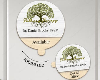 Custom Therapy Office Rotating Sign, Personalized Sliding Door Sign with Logo, Custom Statuses Spinner Sign, Do not disturb/ In Session