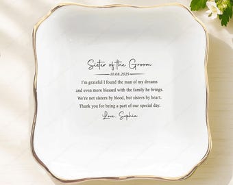 Sister of the Groom Gift for Sister in Law On My Wedding Day Jewelry Tray, Wedding Gift for Sister by Heart, Sister Wedding Gift from Bride