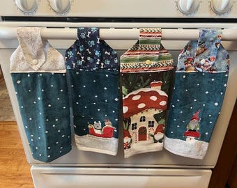 Toallas de cocina colgantes navideñas de gnomo con broches