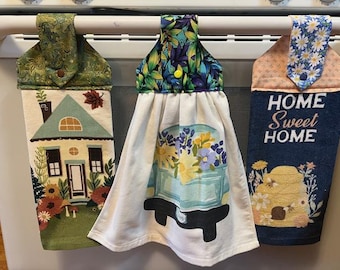 Toallas de cocina colgantes de primavera con broches