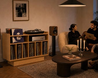 Record Player Stand – Turntable Console with 300 LP Storage, Groove No.3