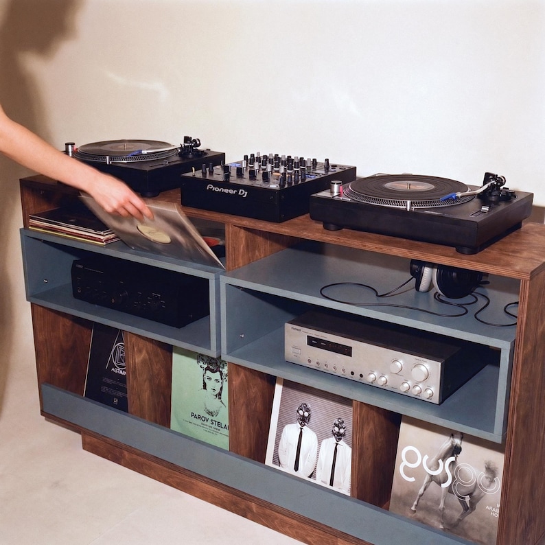 DJ Turntable Console - Record Player Stand With Vinyl Storage ...
