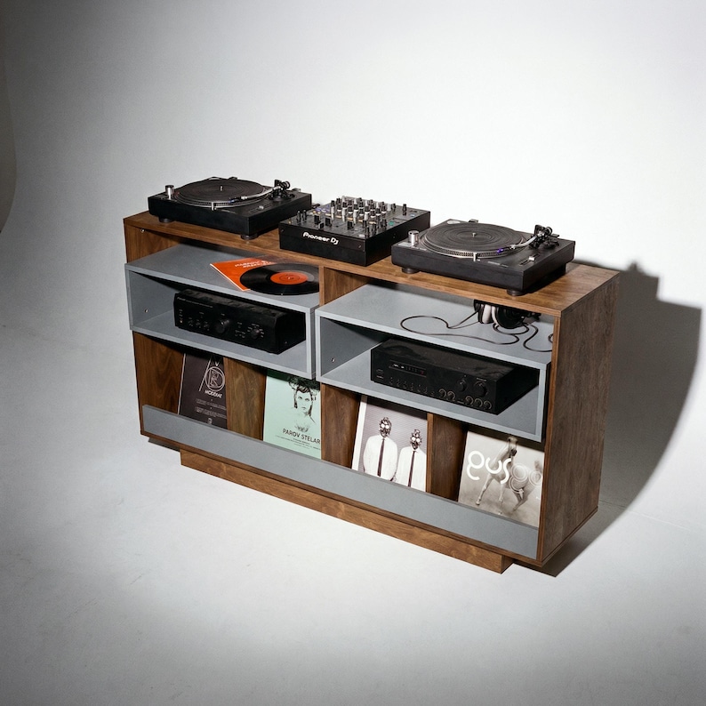 DJ Turntable Console - Record Player Stand With Vinyl Storage ...