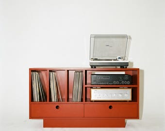 Record Player Stand with Drawers 120cm or 178cm Wide - Archive N2 Color Edition