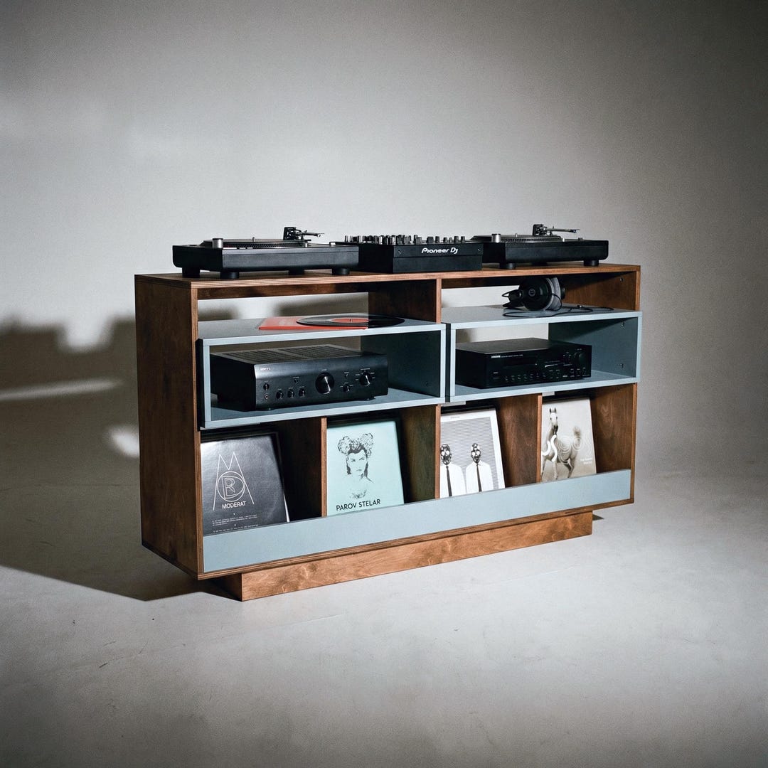 DJ Turntable Console - Record Player Stand With Vinyl Storage ...