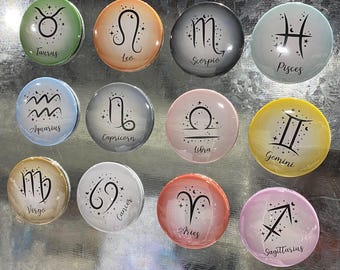 Zodiac Sign and Color Magnet | 3 Inch Round Astrology Magnet | Zodiac | Celestial Decor Gift