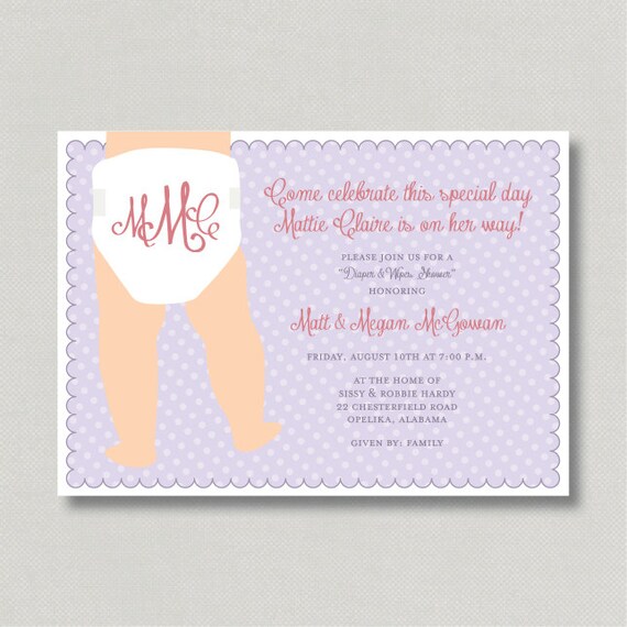 Items similar to DIY Design Printable Monogram Invitation for Baby