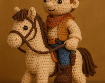 Handmade Kovboy Amigurumi - Soft Crochet Cowboy Toy, Retro Plush Figure, Perfect Gift Crochet Gift for Kids