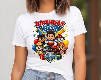 Custom Patrol Family Birthday PNG Bundle, Matching Cartoon Shirt Design, Squad (Digital Download)