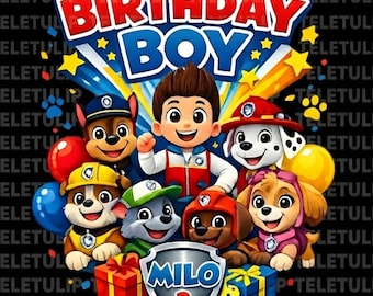 Custom Patrol Birthday PNG | Personalized Family Cartoon Shirt Design (Digital Download)