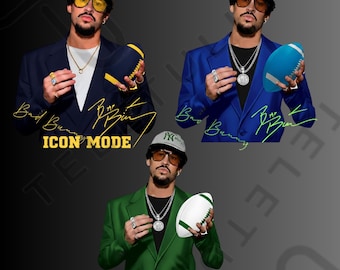 Bad Bunny Football PNG Bundle, Halftime Show Fan Art (Digital Download)