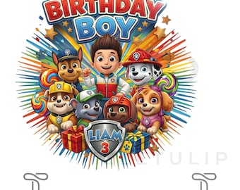 Birthday Boy Liam PNG, Custom Patrol Age 4 Shirt Design (Digital Download)