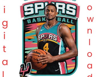 Spurs Basketball PNG Bundle, Fiesta Retro NBA Graphics (Digital Download)